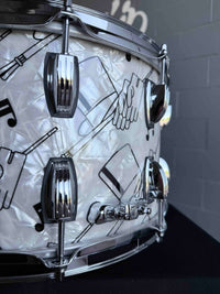 ~BENTLEY'S EXCLUSIVE!~ Ludwig Classic Maple 8x14 Snare Drum in Top Hat & Cane White Marine Pearl