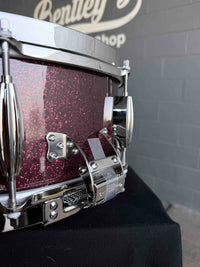 ~NEW!~ Slingerland RadioKing Solid Shell Maple 5.5x14 Snare Drum in Maroon Glass Glitter with Nickel Hardware