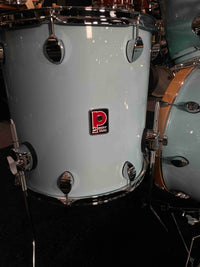 ~NEW~ Premier Elite Maple/Birch Hybrid 4-Piece 10/12/16/22 Drum Kit Set in Baby Blue Lacquer w/ Natural Gloss Bass Drum Hoops