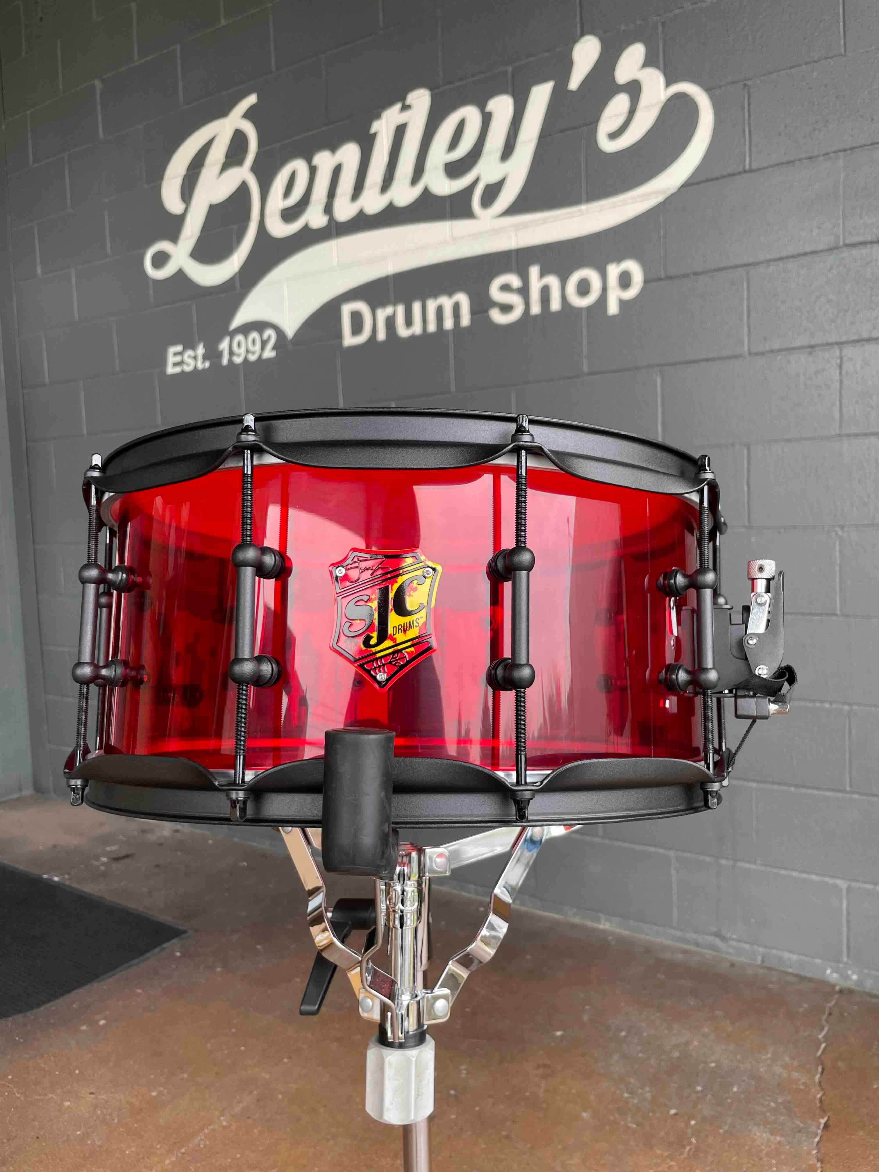 SJC Josh Dun Signature 'Torch' 6.5x14 Red Acrylic Snare Drum w/ Matte Black Hardware *IN STOCK*