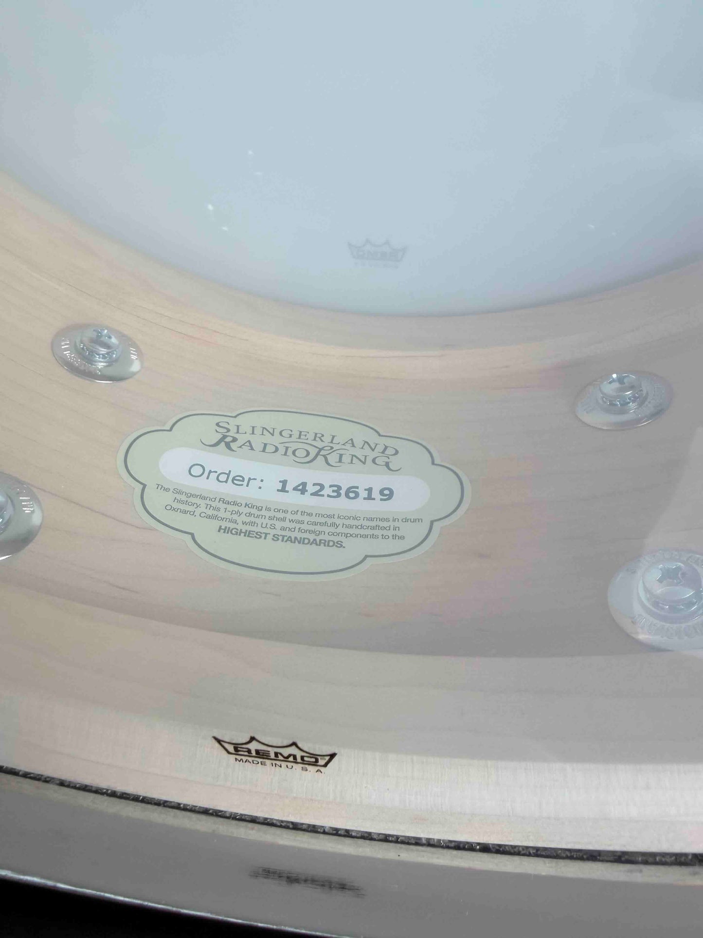 ~NEW!~ Slingerland RadioKing Solid Shell Maple 5.5x14 Snare Drum in Gold Glass Glitter with Nickel Hardware