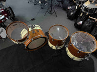 ~BENTLEY'S EXCLUSIVE~ Dixon Little Roomer Select 4-Piece 12/14/16/20 Drum Kit Set in Natural Mahogany to Pearl White with Black Pinstripe