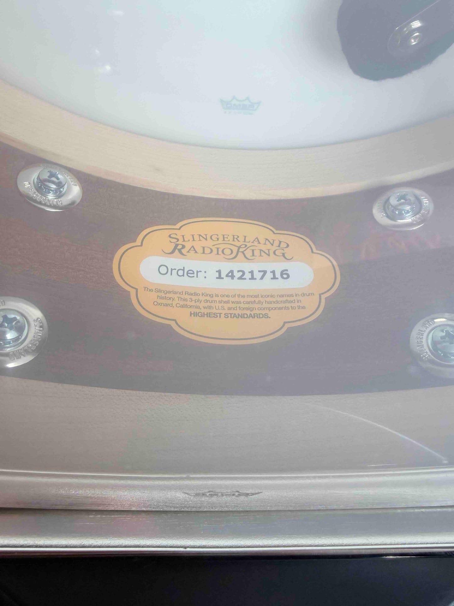 ~NEW!~ Slingerland RadioKing Artist Mahogany/Poplar 5.5x14 Snare Drum in White Marine Pearl with Nickel Hardware