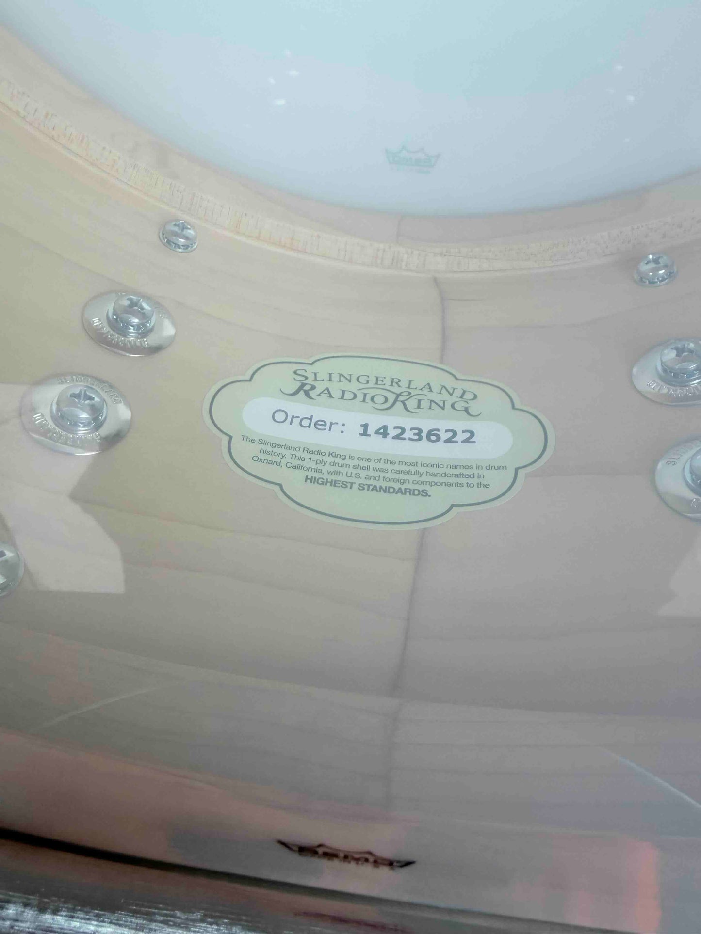 ~NEW!~ Slingerland RadioKing Solid Shell Maple 7x14 Snare Drum in Maroon Glass Glitter with Nickel Hardware