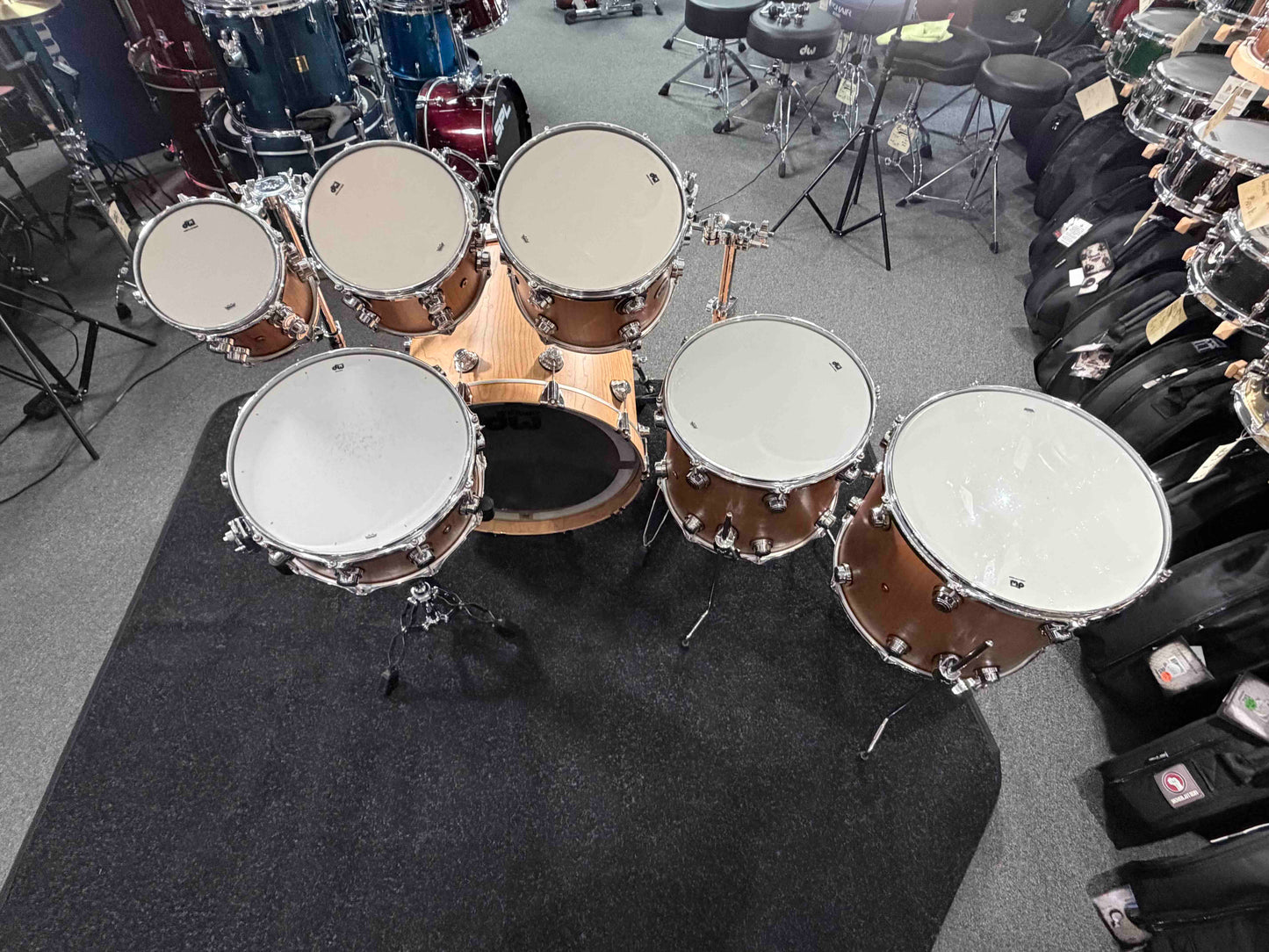 ~ONE OF A KIND PROTOTYPE~ DW Collector's Series Cherry SonicPly 7-Piece 8/10/12/14/16/22 Drum Kit Set in Natural Satin Oil w/ Chrome Hardware & Matching 6.5x14 Snare Drum