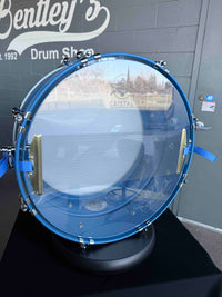 ~NEW!~ Dunnett Carbon Steel Model 2N Beaded Shell/Hybrid Edges 6.5x14 Snare Drum in Satin Blue with Satin White Front Panel, Satin Blue Concave Badge & Matching CR Hoops