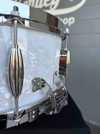 ~NEW!~ Limited Edition Slingerland Gene Krupa Commemorative 6.5x14 Solid Maple Snare Drum #42 of 100 in White Marine Pearl with Deluxe Case, Bovid Calfskin Head and Certificate of Authenticity