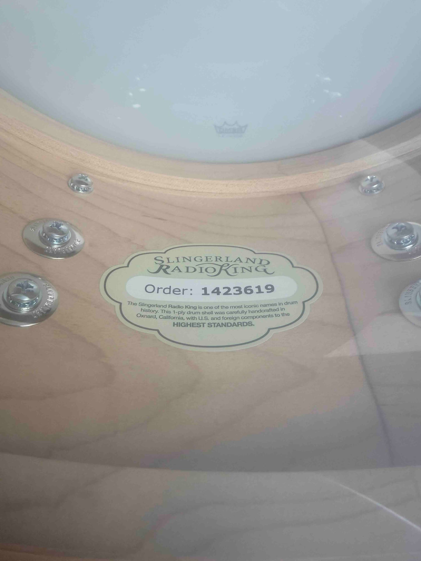 ~NEW!~ Slingerland RadioKing Solid Shell Maple 7x14 Snare Drum in Gold Glass Glitter with Nickel Hardware