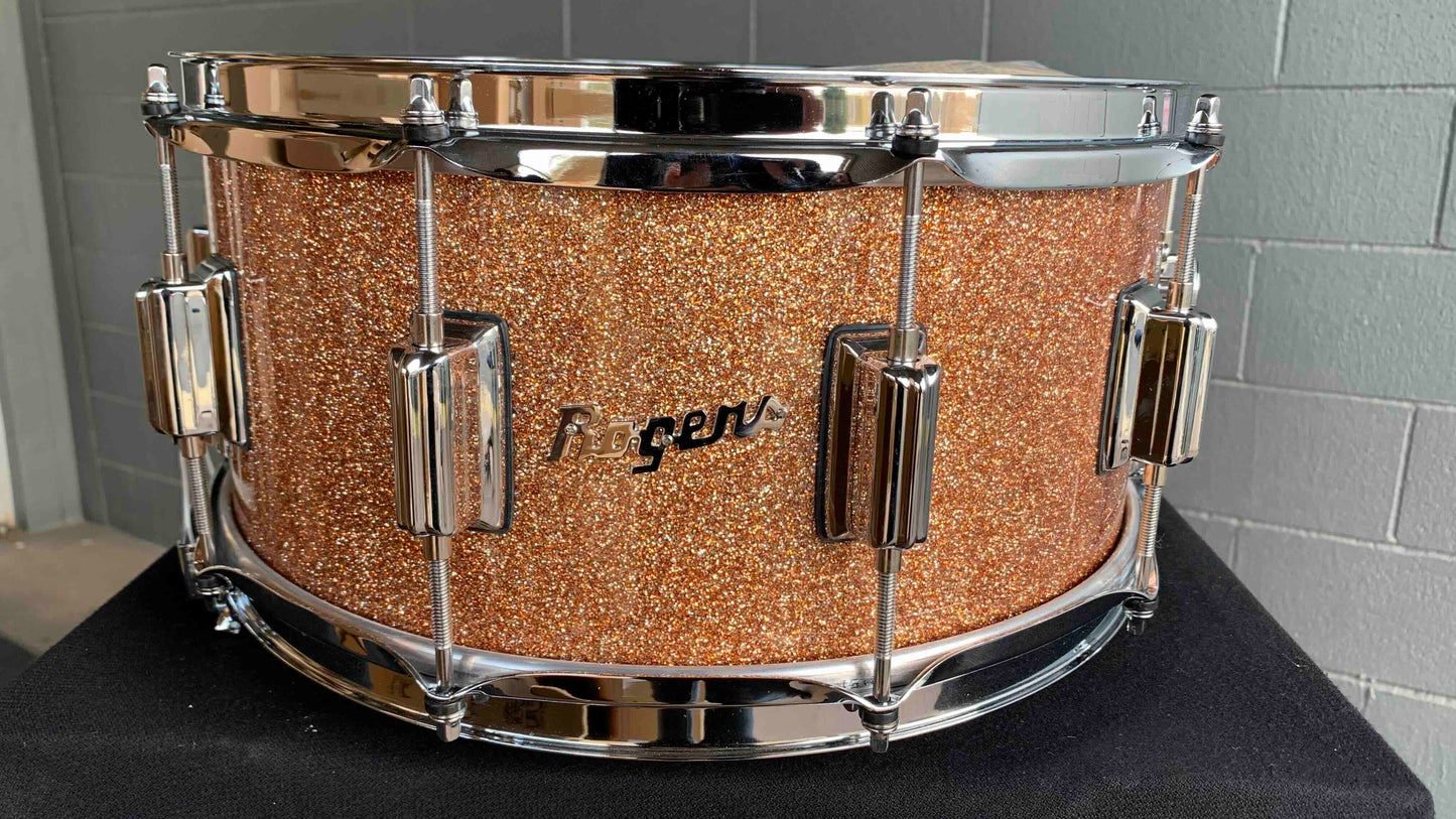~LIMITED EDITION~ Rogers Custom-Built 6.5x14 Dyna-Sonic Snare Drum in Champagne Sparkle Lacquer
