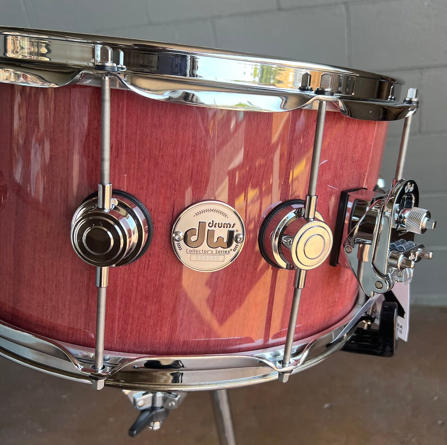 DW Collector's Series 7x14" Pure Purpleheart 10-Lug Snare Drum in Natural Gloss Lacquer w/ Chrome Hardware