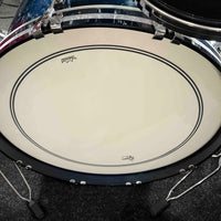 ~WOW!~ Gretsch USA Custom 4-Piece 10/12/16/22 Drum Kit Set in Azure Blue Gloss Lacquer with White Marine Pearl Bass Drum Hoops Inlays