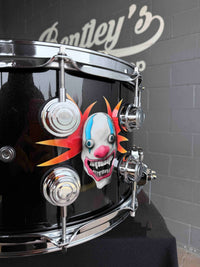 ~NEW~ DW Collector's Series 8x14 SSC Maple Snare Drum in Exotic Sick Clown over Solid Metallic Black Lacquer with Chrome Hardware