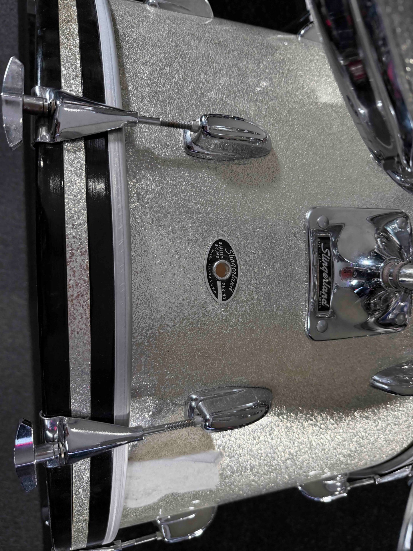 ~WOW!~ Vintage Mid-1970's Slingerland 3-ply Maple 4-Piece 13/14/18/24 Drum Kit Set in Silver Sparkle