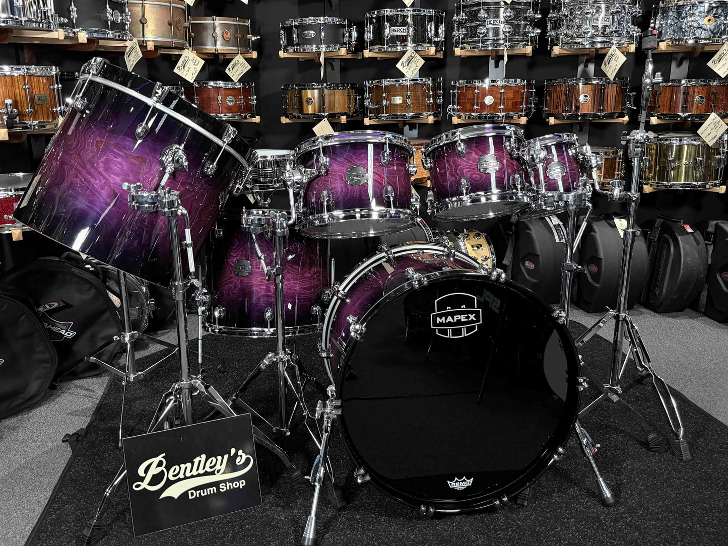 ~WOW!~ Mapex Saturn VI Maple/Walnut Hybrid 6-Piece 8/10/12/16/18/22 Drum Kit Set in Royal Purple Burst Gloss Lacquer (Displayed at 2026 NAMM Show!)