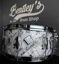 ~BENTLEY'S EXCLUSIVE!~ Ludwig Classic Maple 6.5x14 Snare Drum in Top Hat & Cane White Marine Pearl w/ Imperial Lugs