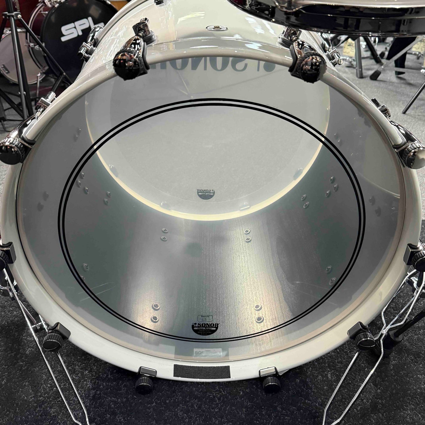 ~WOW!~ Sonor SQ2 Medium Beech 6-Piece 8/10/12/14/16/22 Drum Kit Set in Papyrus White Lacquer & Black Semi-Gloss Interior with Ruthenium Black Nickel Hardware
