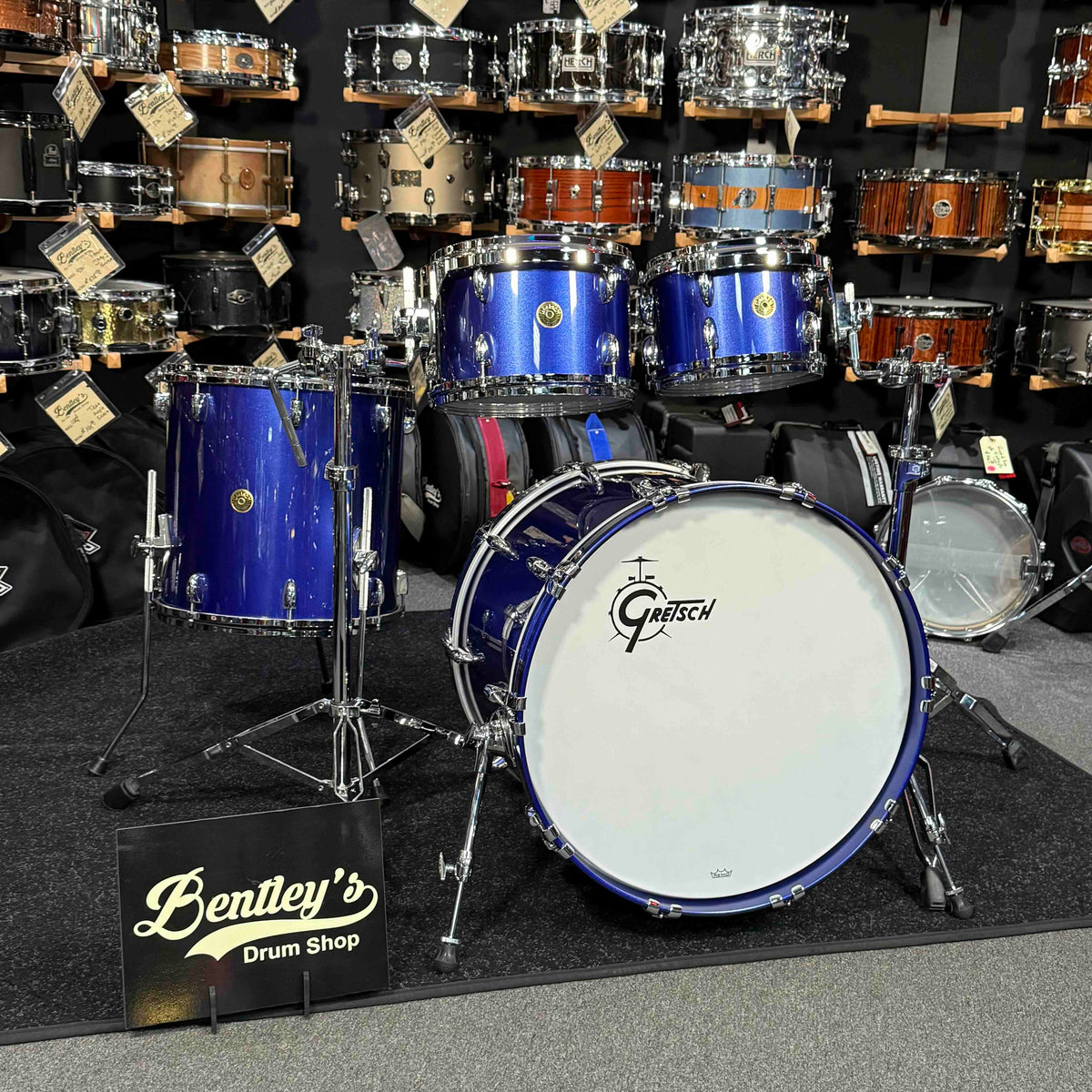 ~WOW!~ Gretsch USA Custom 4-Piece 10/12/16/22 Drum Kit Set in Gloss Mystic Blue Lacquer