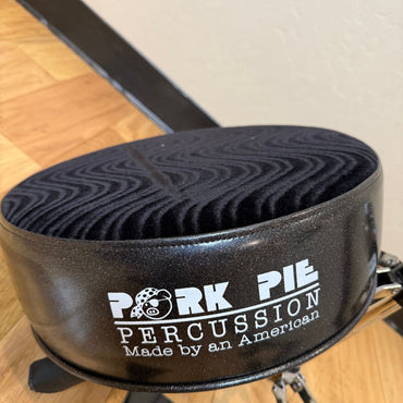~NEW!~ Pork Pie Round Drum Throne in Black Velvet Swirl Top with Black Sparkle Side