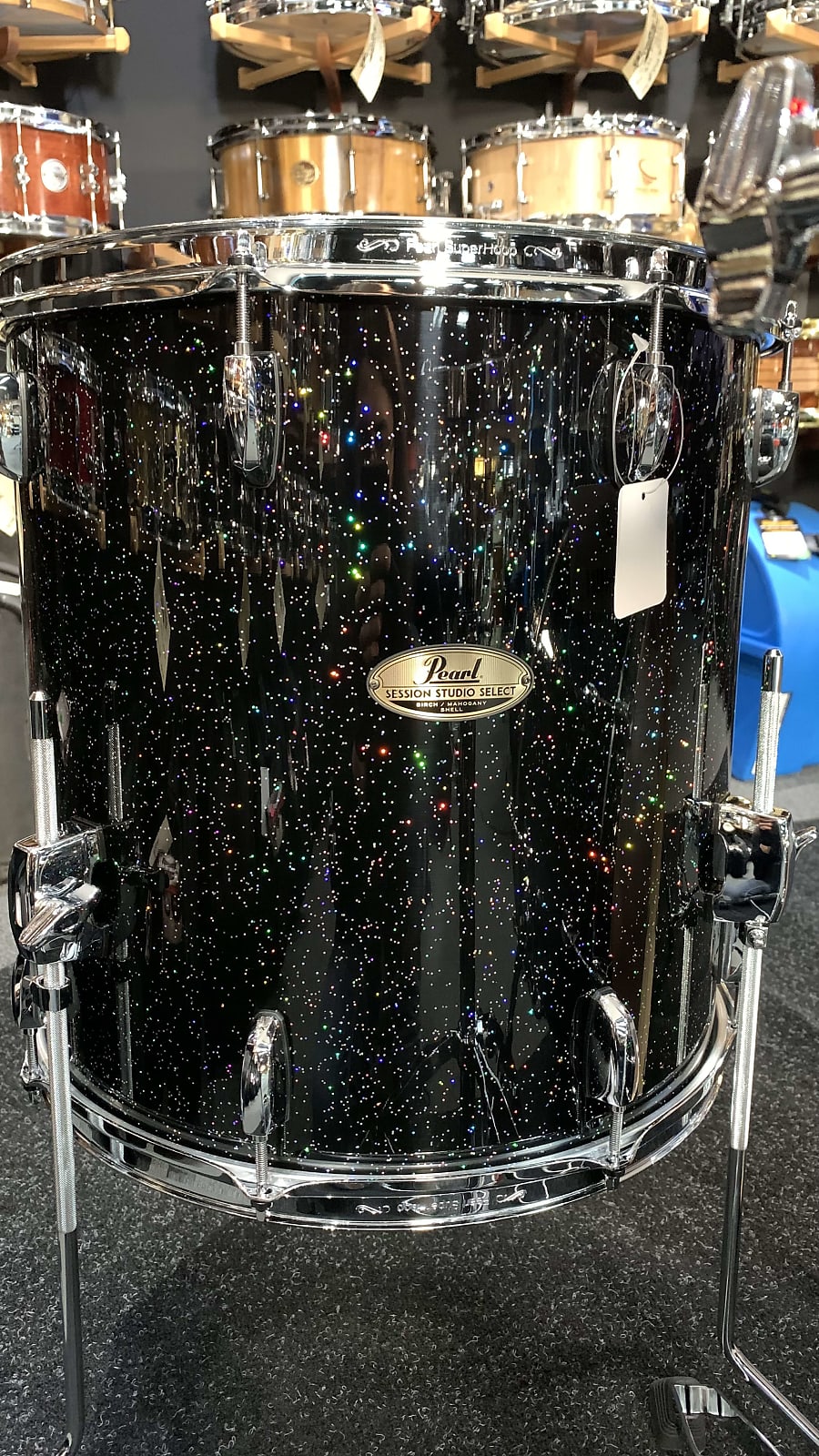 ~NEW~ Pearl Session Studio Select Birch/Mahogany Hybrid 4-Piece 10/12/16/22 Drum Kit Set in Black Halo Glitter Lacquer