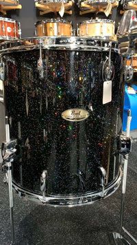 ~NEW~ Pearl Session Studio Select Birch/Mahogany Hybrid 4-Piece 10/12/16/22 Drum Kit Set in Black Halo Glitter Lacquer