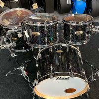 ~NEW~ Pearl Session Studio Select Birch/Mahogany Hybrid 4-Piece 10/12/16/22 Drum Kit Set in Black Halo Glitter Lacquer