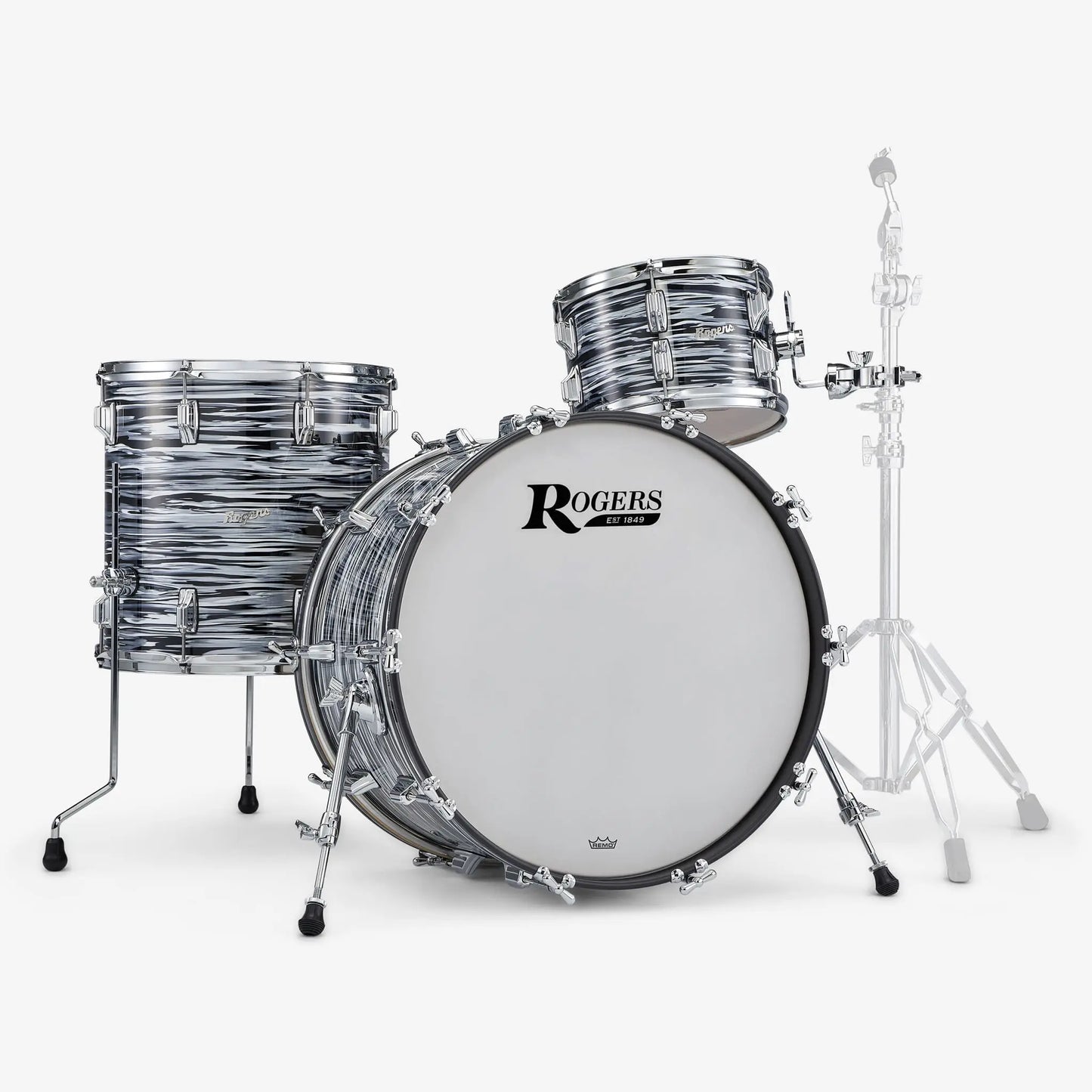 ~NEW!~ Rogers Powertone Series 3-Piece 12/16/22" Drum Kit Set in 70's Black Oyster (SAVE $650!)