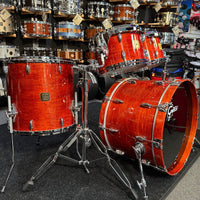 ~NEW!~ Gretsch USA Custom 4-Piece 10/12/16/22 Drum Kit Set in Burnt Orange Gloss Lacquer with Square Badges