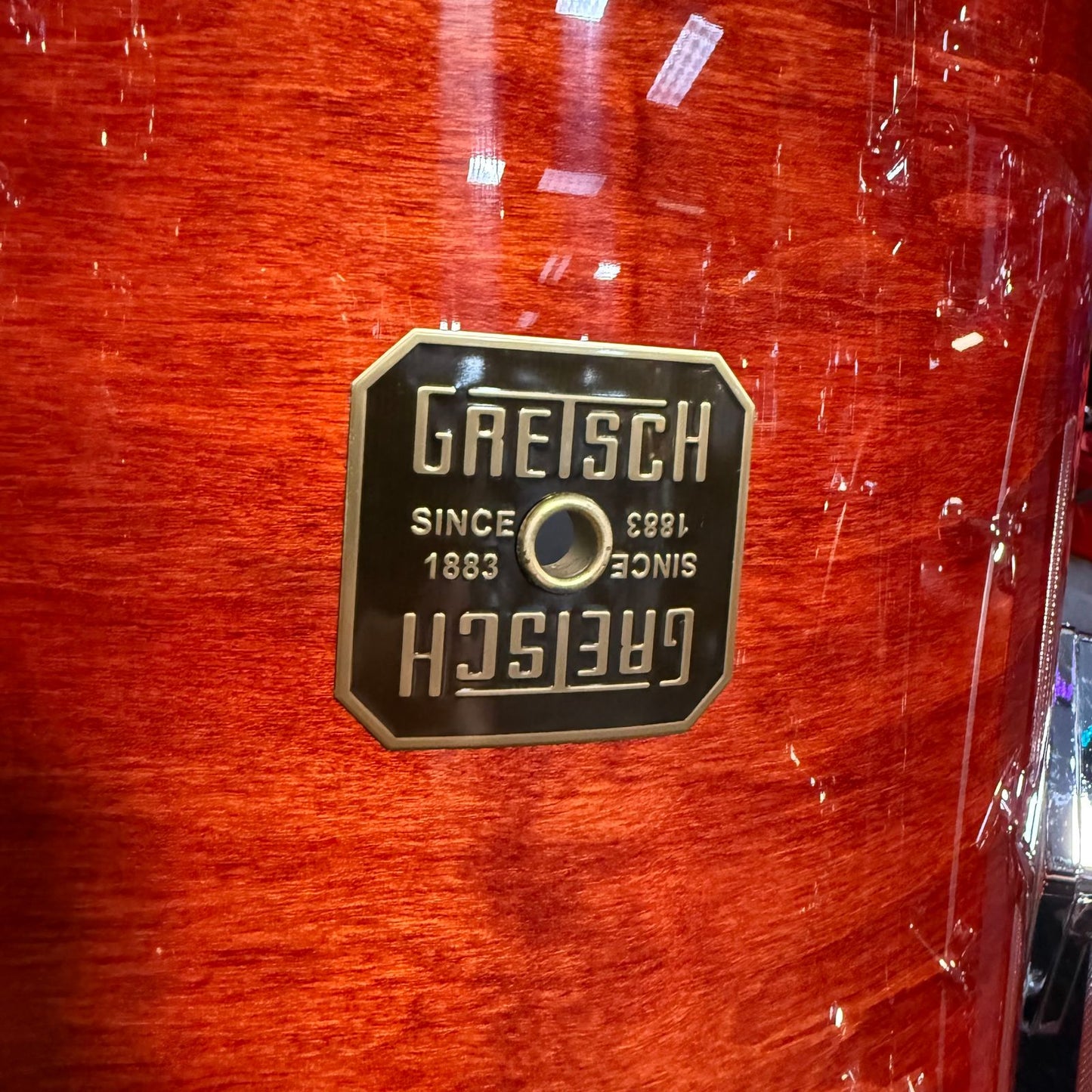 ~NEW!~ Gretsch USA Custom 4-Piece 10/12/16/22 Drum Kit Set in Burnt Orange Gloss Lacquer with Square Badges