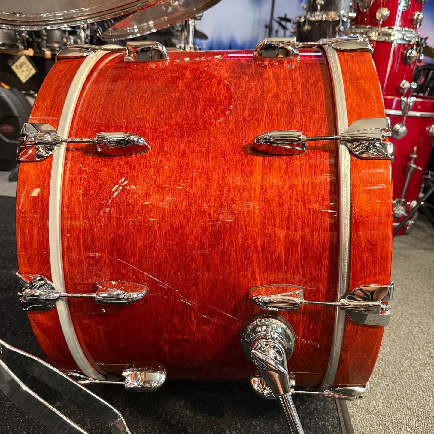 ~NEW!~ Gretsch USA Custom 4-Piece 10/12/16/22 Drum Kit Set in Burnt Orange Gloss Lacquer with Square Badges