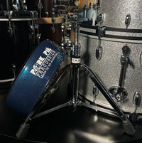 Pork Pie Round Drum Throne in Black Velvet Crush Top with Blue Sparkle Side *IN STOCK*