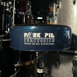 Pork Pie Round Drum Throne in Black Velvet Crush Top with Blue Sparkle Side *IN STOCK*