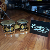 *Bentley's Exclusive* LP Latin Percussion Fiberglass Patato Bongos in Black & Gold Diamond Sparkle w/ Gold Hardware