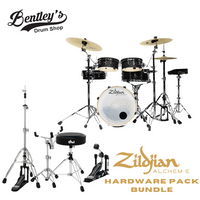 Zildjian ALCHEM-E Series Bronze Electronic Drum Set Kit 10/10/12/14/18" ZABEX w/DW 3000 Hardware Pack *Single Pedal