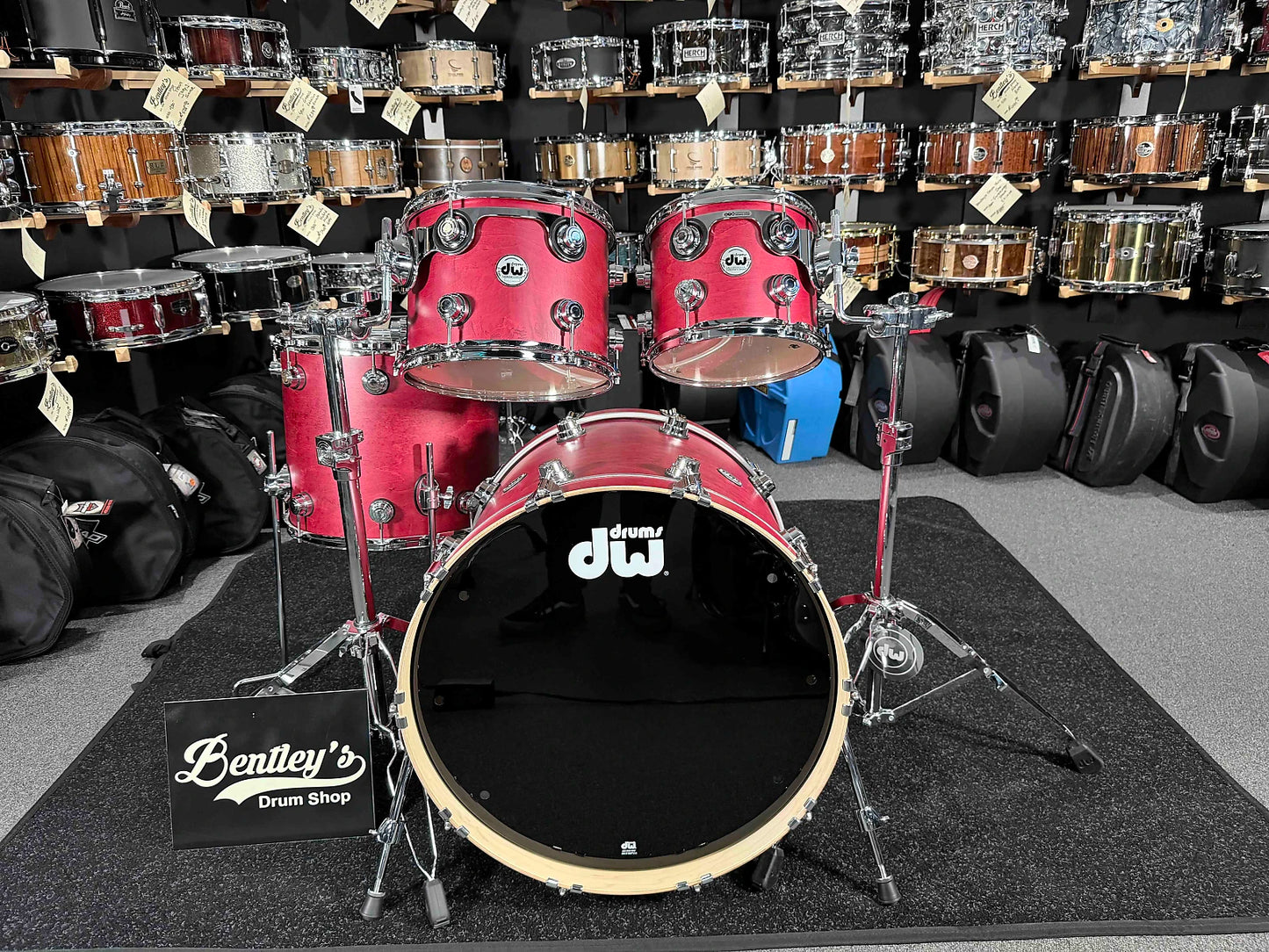 DW Collector's Series SSC Pure Maple 4-Piece 10/12/16/22 Drum Kit Set in Cherry Satin Oil Stain w/ Chrome Hardware