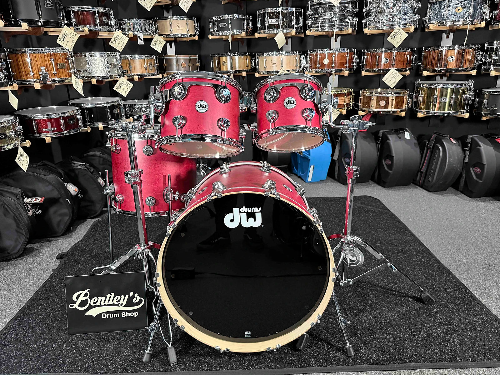 DW Collector's Series SSC Pure Maple 4-Piece 10/12/16/22 Drum Kit Set in Cherry Satin Oil Stain w/ Chrome Hardware