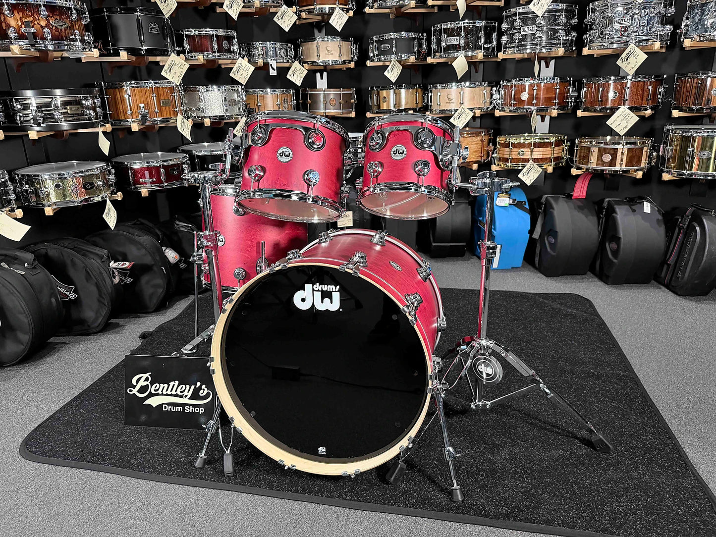 DW Collector's Series SSC Pure Maple 4-Piece 10/12/16/22 Drum Kit Set in Cherry Satin Oil Stain w/ Chrome Hardware