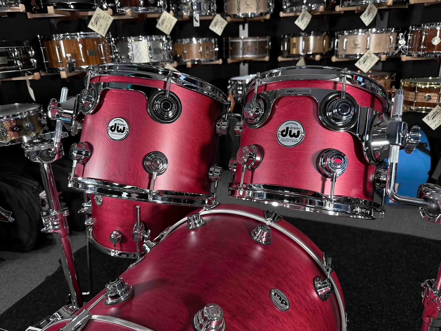 DW Collector's Series SSC Pure Maple 4-Piece 10/12/16/22 Drum Kit Set in Cherry Satin Oil Stain w/ Chrome Hardware