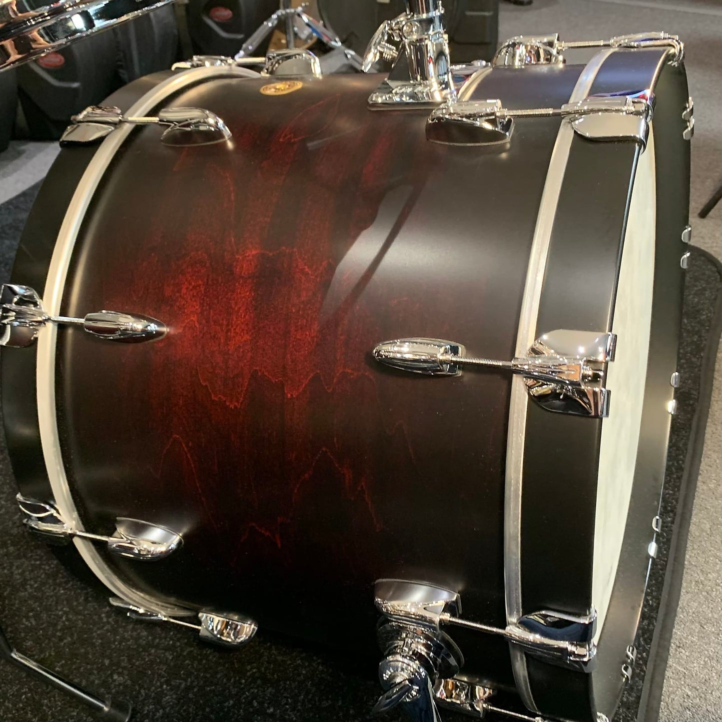 Gretsch USA Custom 4-Piece 10/12/16/22 Drum Kit Set in Satin Dark Chestnut Duco w/ Double-Tom Holder