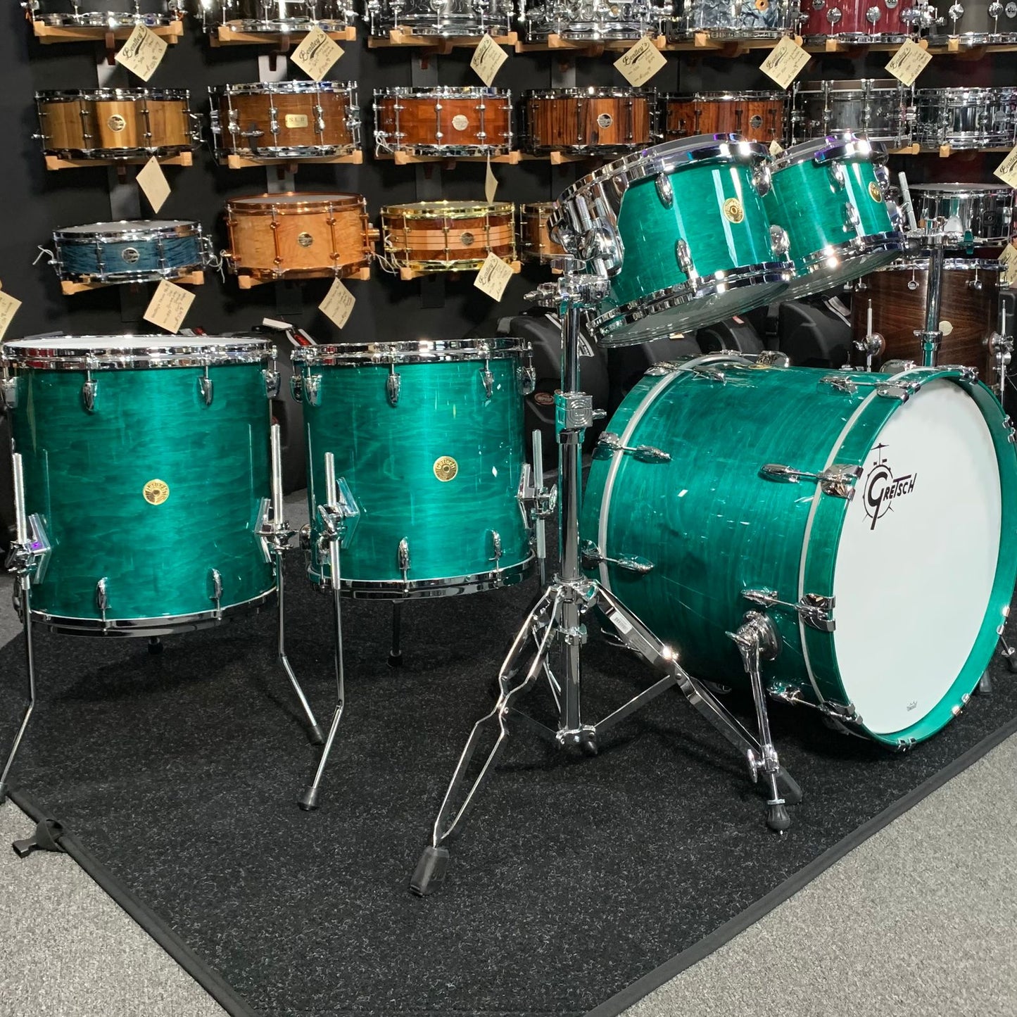 ~WOW!~ Gretsch USA Custom 5-Piece 10/12/14/16/22 Drum Kit Set in Caribbean Blue Gloss Lacquer