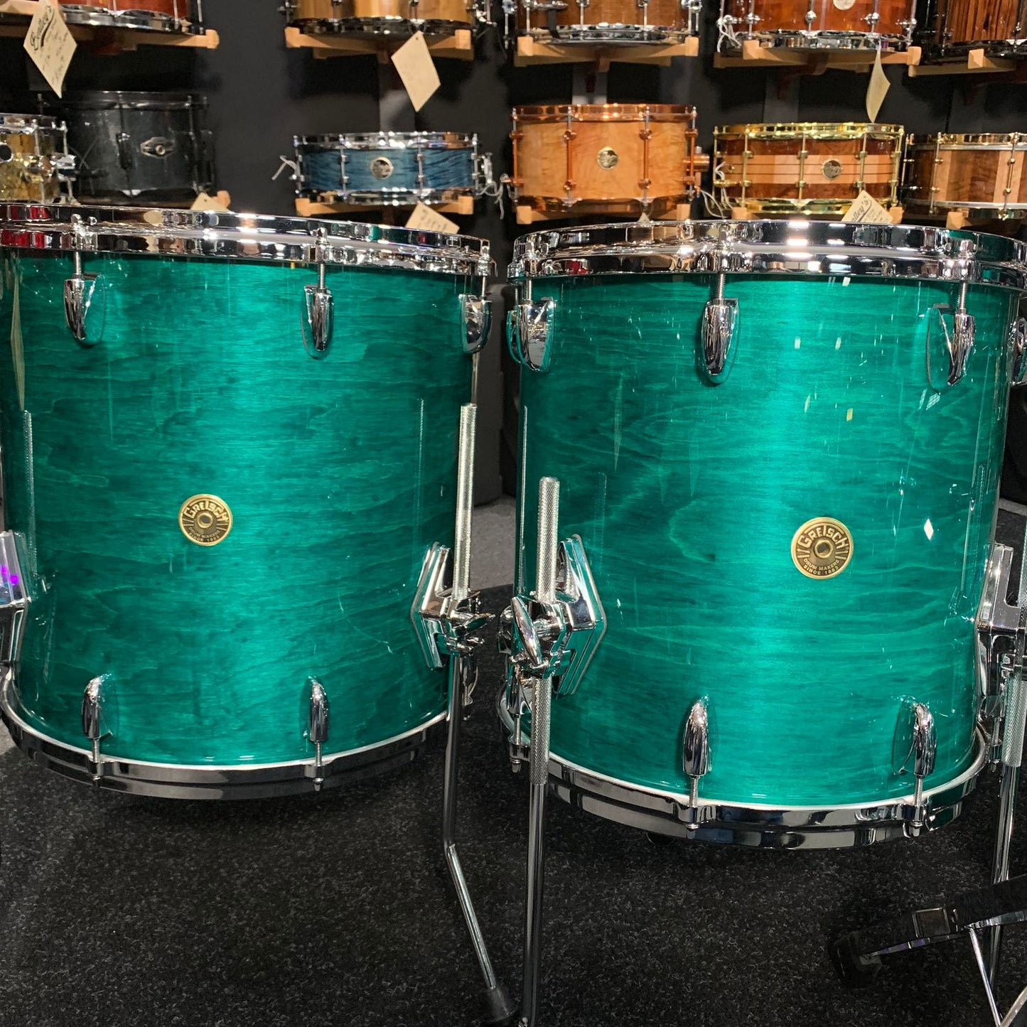 ~WOW!~ Gretsch USA Custom 5-Piece 10/12/14/16/22 Drum Kit Set in Caribbean Blue Gloss Lacquer
