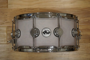 DW Collector's Series 6.5x14" Pure Cherry HVLT Snare Drum in White Hard Satin Stain w/ Chrome Hardware