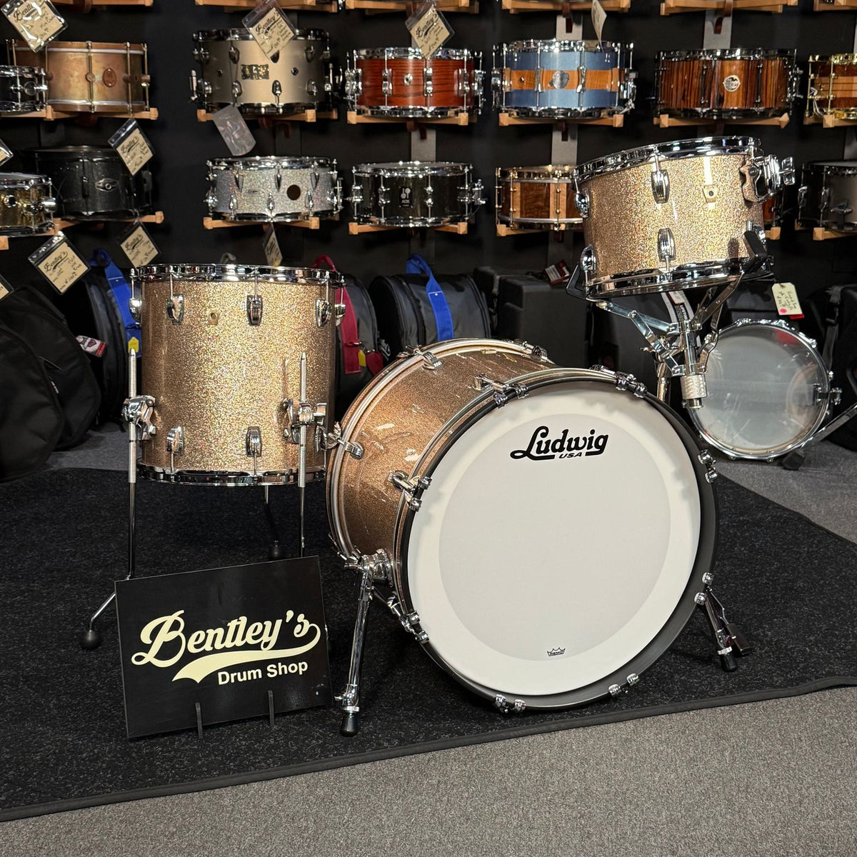 ~NEW!~ Ludwig Classic Maple 3-Piece 12/14/20 Downbeat Drum Kit Set in Champagne Sparkle