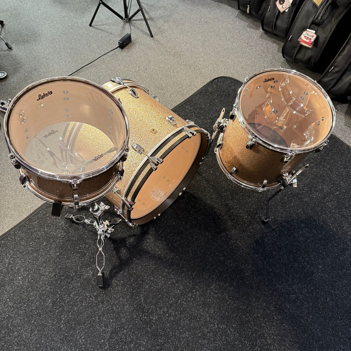 ~NEW!~ Ludwig Classic Maple 3-Piece 12/14/20 Downbeat Drum Kit Set in Champagne Sparkle