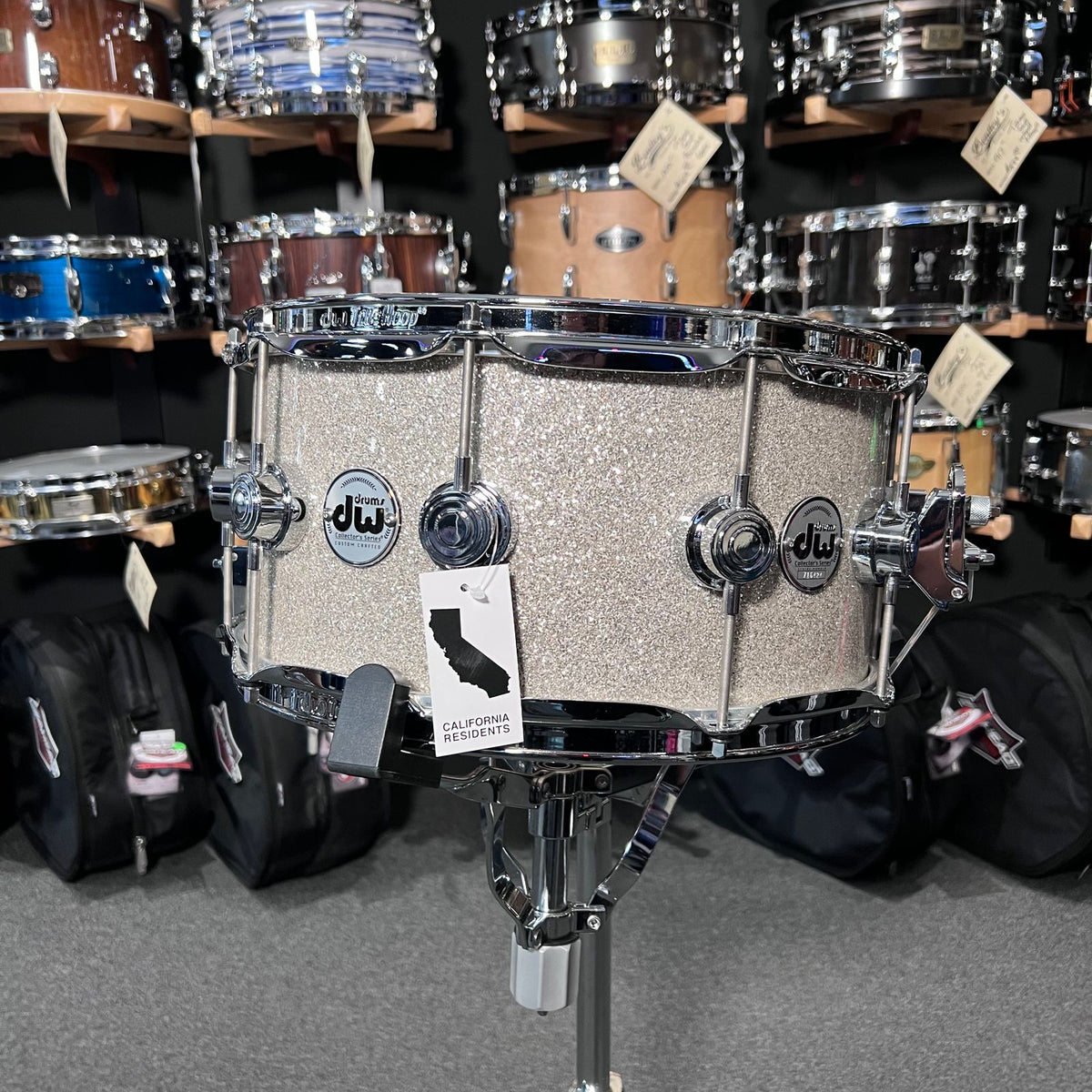 DW Collector's Series 333 Pure Maple 7x14 Snare Drum in Broken Glass FinishPly with Chrome Hardware
