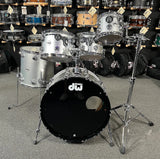 DW 8/10/13/16/24" Collectors Series Cherry/Mahogany Drum Kit Set in Silver Flake Over Course Silver Metallic Lacquer Specialty