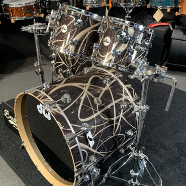 ~NEW~ DW Collector's Series 333 Maple 4-Piece 10/12/16/22 Drum Kit Set in Smoke Glass Contrail FinishPly w/ Chrome Hardware