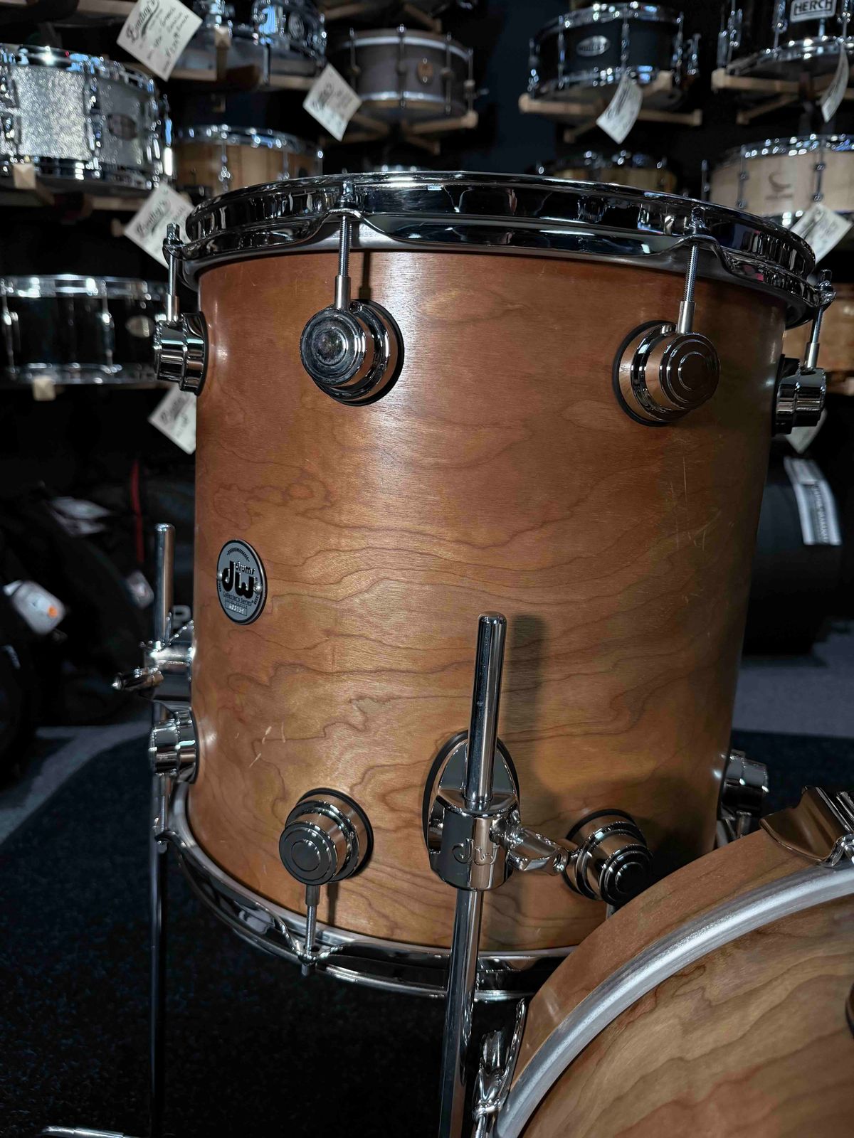 DW Collector's Series Pure Cherry 3-Piece 12/14/18 Bop Drum Kit Set in Natural Satin Oil with Nickel Hardware