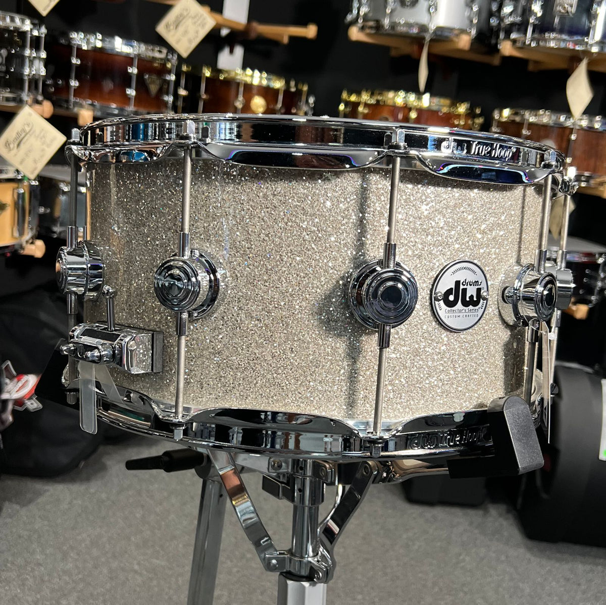 DW Collector's Series 333 Pure Maple 7x14 Snare Drum in Broken Glass FinishPly with Chrome Hardware