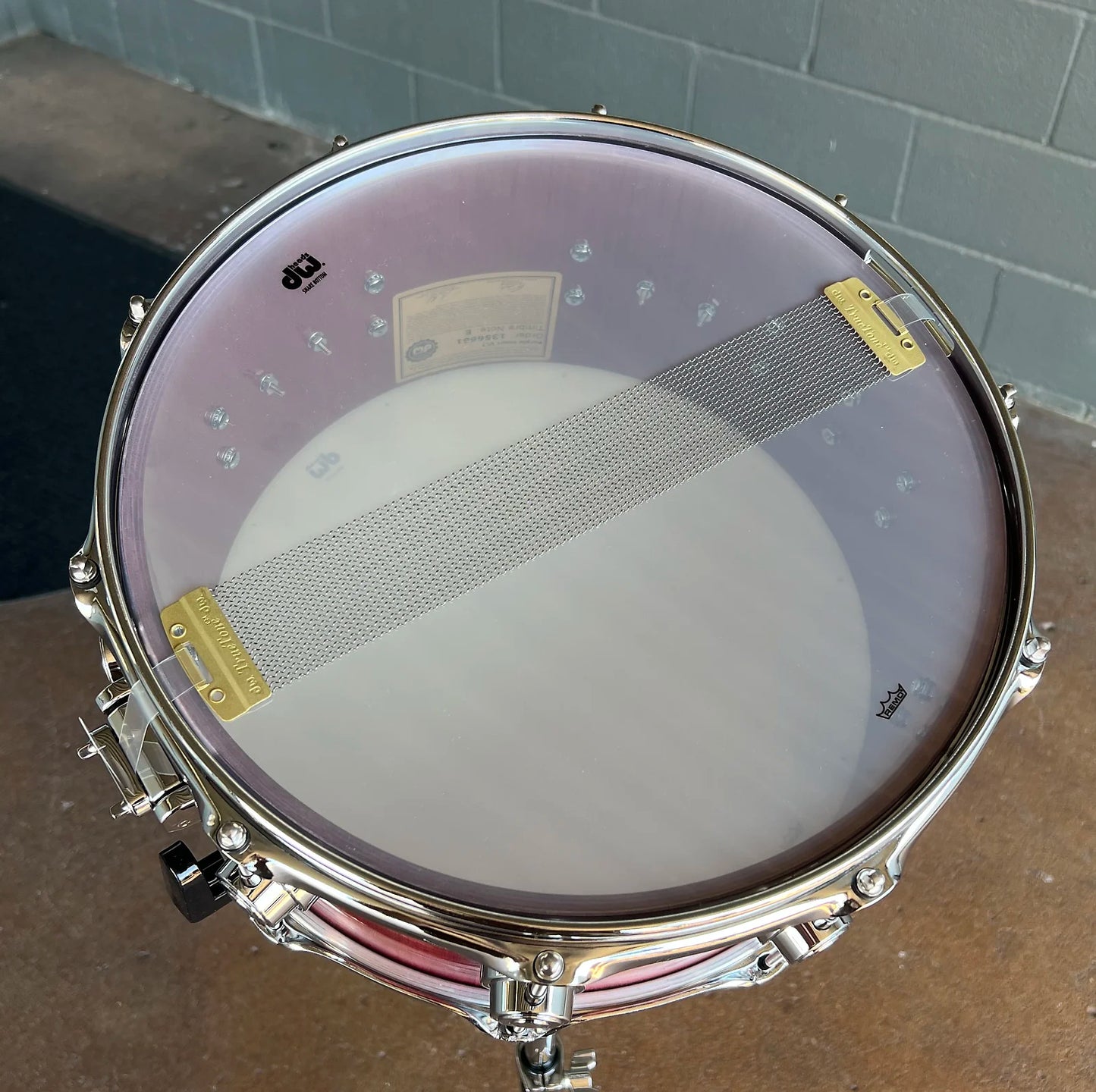 DW Collector's Series 6.5x14" Pure Purpleheart 10-Lug Snare Drum in Natural Gloss Lacquer w/ Chrome Hardware