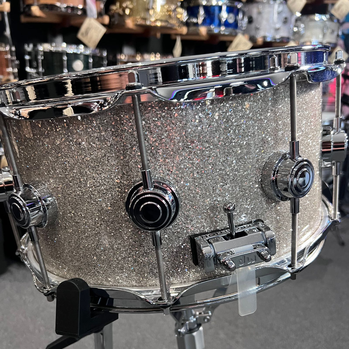 DW Collector's Series 333 Pure Maple 7x14 Snare Drum in Broken Glass FinishPly with Chrome Hardware